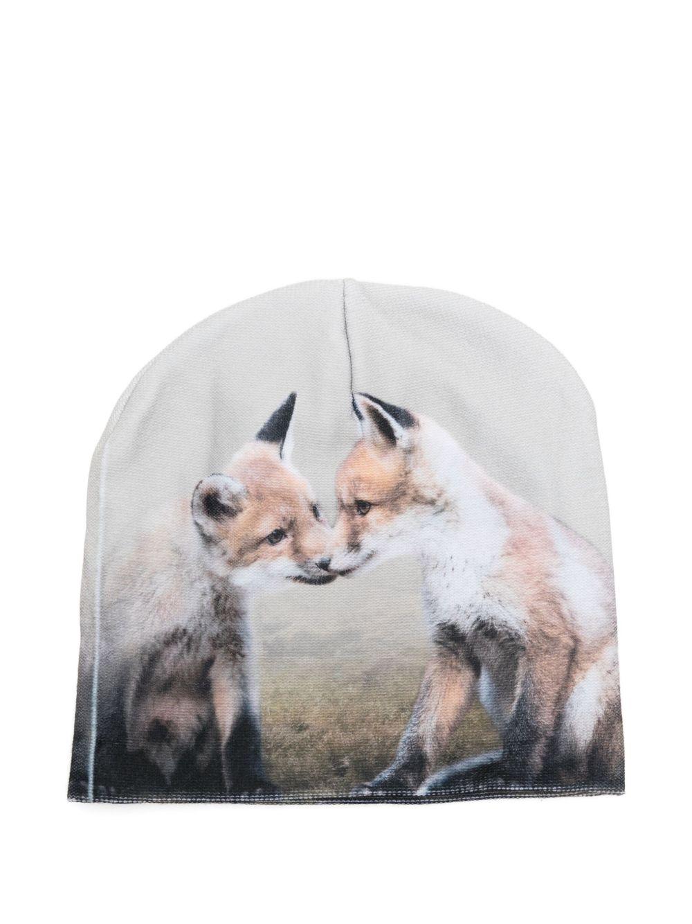 Set cappello e guanti per bambina Molo multicolore con stampa volpi - Rubino Kids