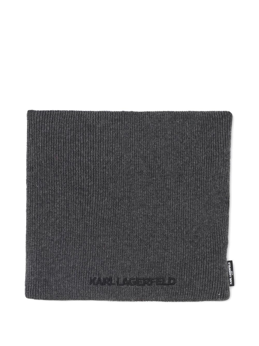 Set cappello e sciarpa per bambini Karl Lagerfeld Kids grigi con motivo a coste - Rubino Kids