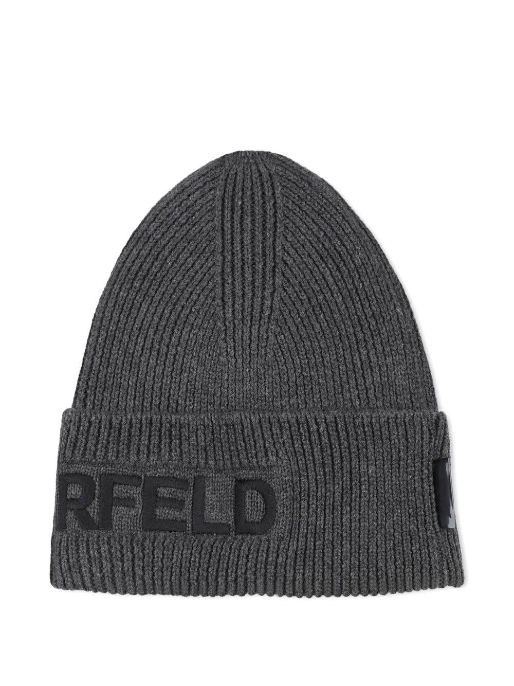 Set cappello e sciarpa per bambini Karl Lagerfeld Kids grigi con motivo a coste - Rubino Kids