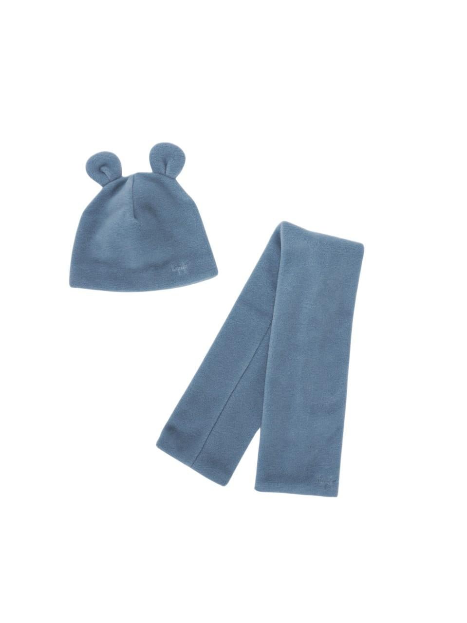 Set cappello e sciarpa per neonato Il Gufo azzurro con dettaglio orecchie - Rubino Kids