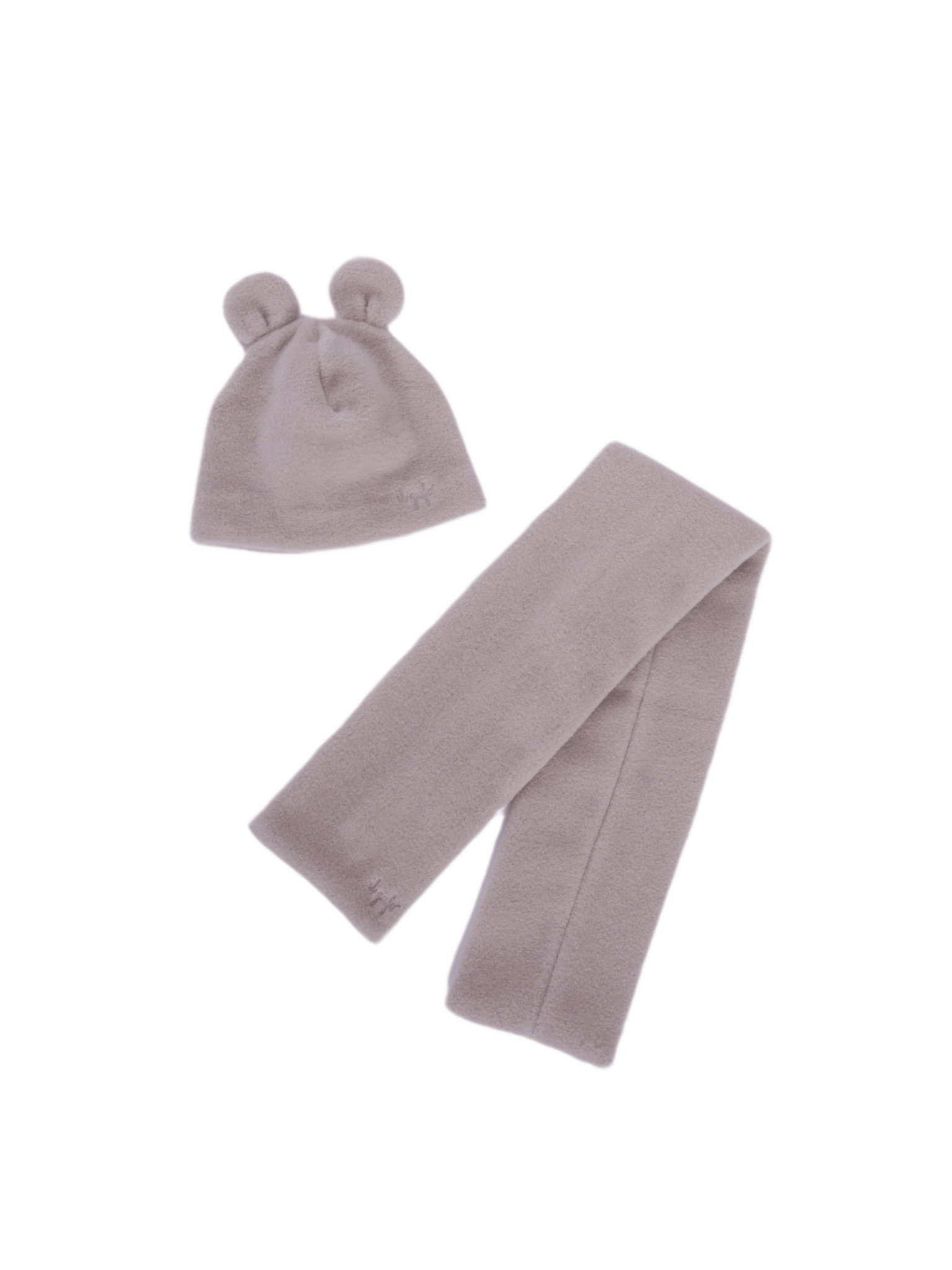 Set cappello e sciarpa per neonato Il Gufo beige con dettaglio orecchie - Rubino Kids