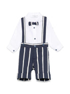 Set cardigan, camicia e shorts per neonato Colorichiari blu e bianco a righe - Rubino Kids