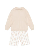 Set cardigan con salopette per neonato Colorichiari beige a righe (3 pezzi) - Rubino Kids