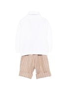 Set cardigan con salopette per neonato Colorichiari beige a righe (4 pezzi) - Rubino Kids