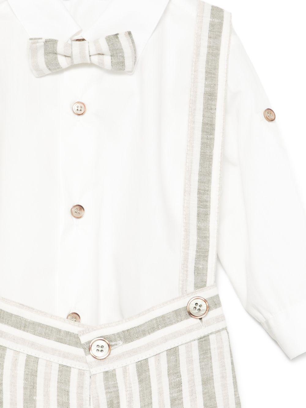 Set cardigan con salopette per neonato Colorichiari bianco a righe (3 pezzi) - Rubino Kids