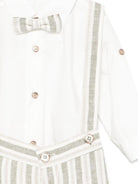 Set cardigan con salopette per neonato Colorichiari bianco a righe (3 pezzi) - Rubino Kids