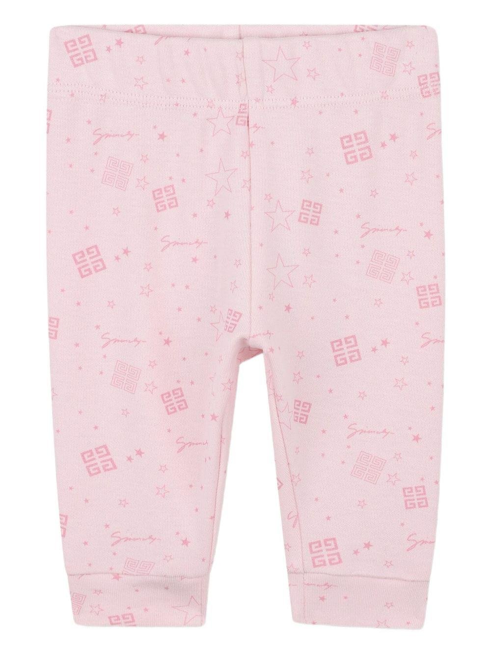 Set completo sportivo t-shirt e pantaloni Givenchy Kids rosa con dettaglio ruches - Rubino Kids