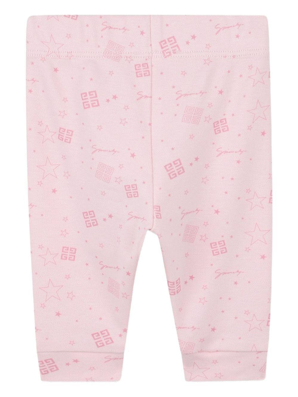Set completo sportivo t-shirt e pantaloni Givenchy Kids rosa con dettaglio ruches - Rubino Kids