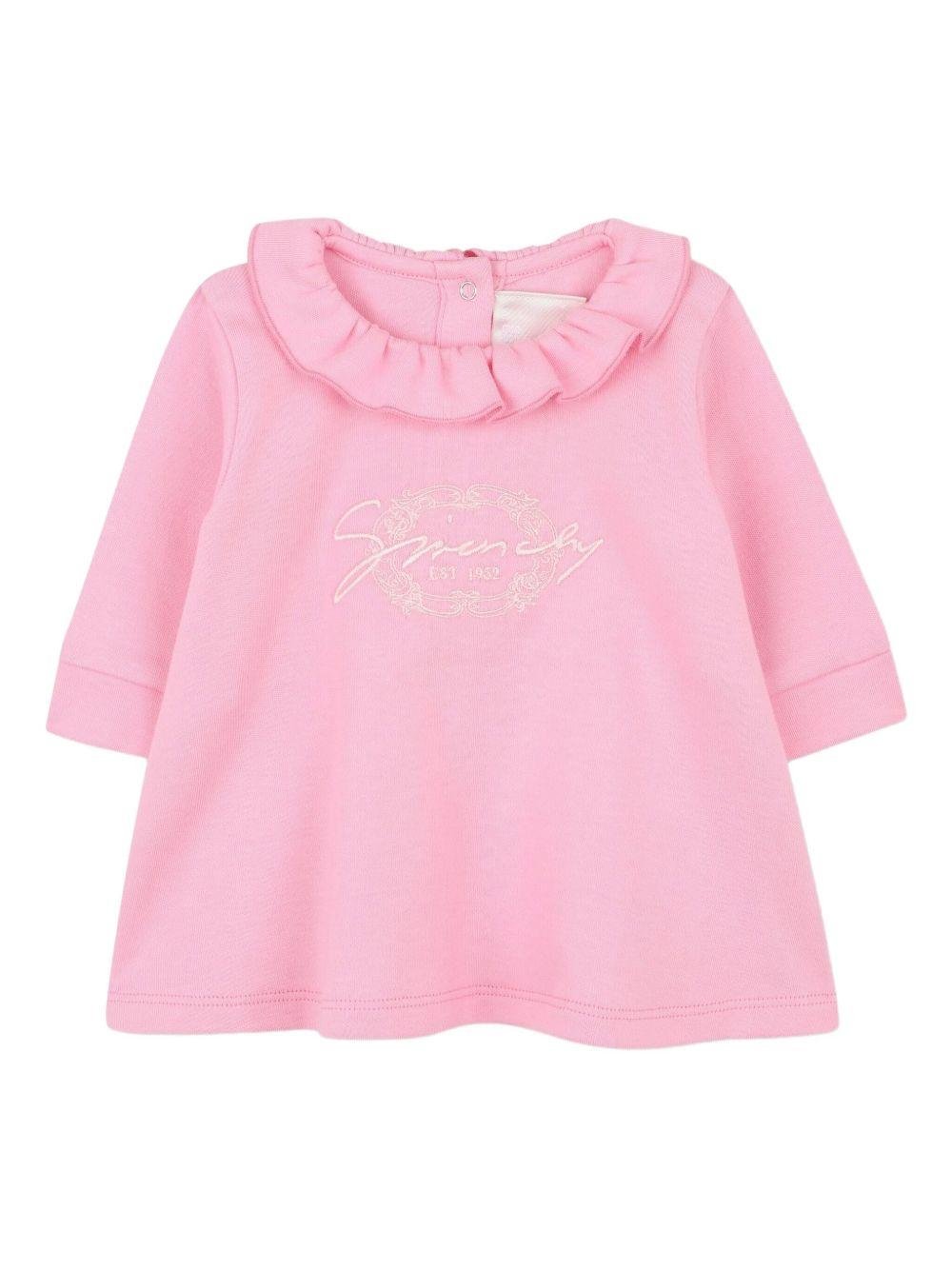 Set completo sportivo t-shirt e pantaloni Givenchy Kids rosa con dettaglio ruches - Rubino Kids