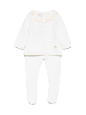 Set composto da top e pantaloni per neonata Paz Rodríguez bianco in pizzo