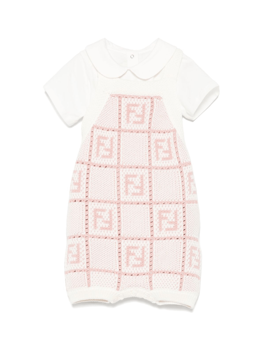 Set con shorts per neonata Fendi Kids bianco con motivo FF - Rubino Kids