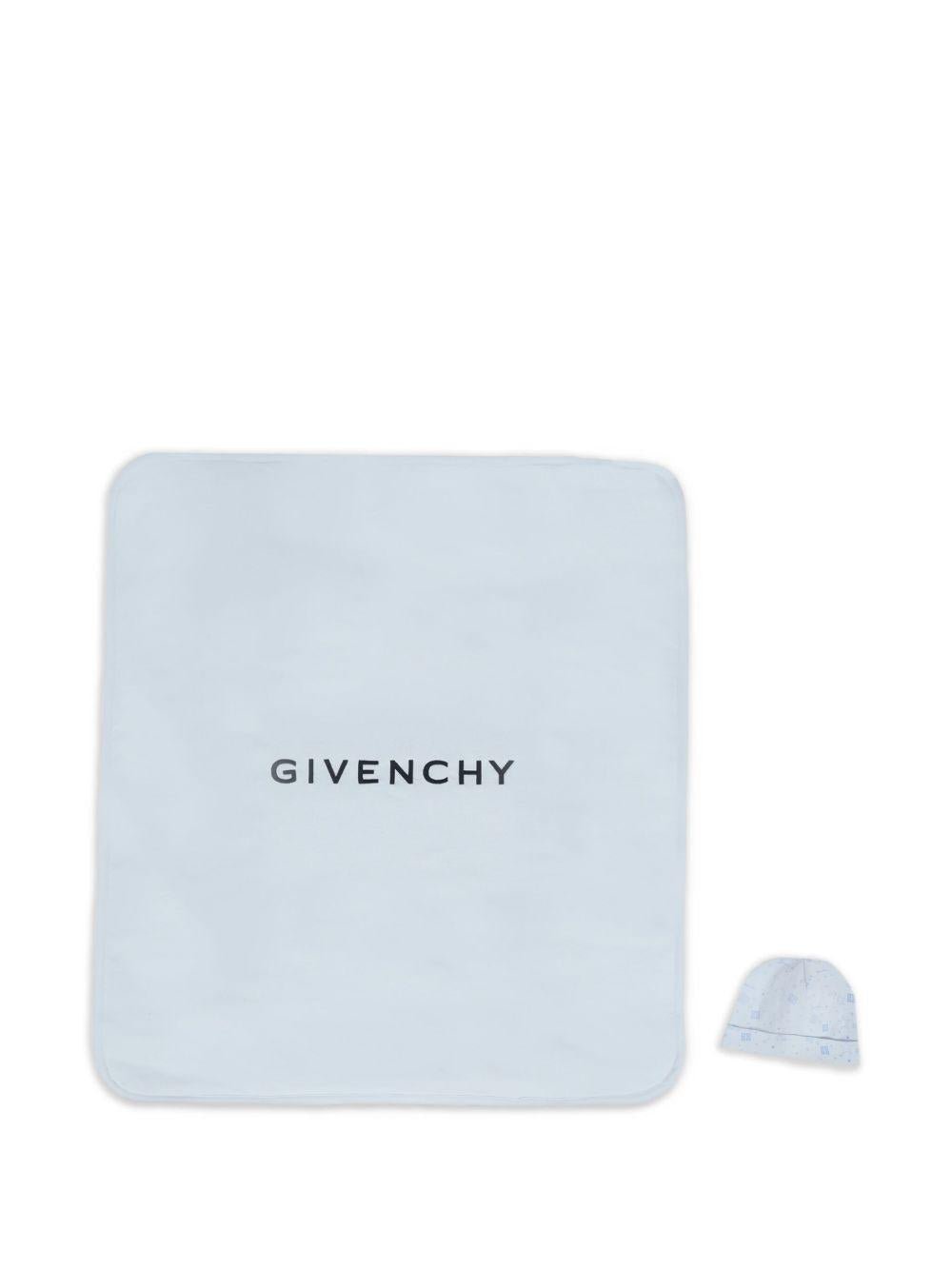 Set coperta e cappellino per neonato Givenchy Kids azzurro con stampa del logo - Rubino Kids