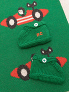 Set coperta e stivaletti per neonato Bobo Choses verde con motivo di auto da corsa - Rubino Kids