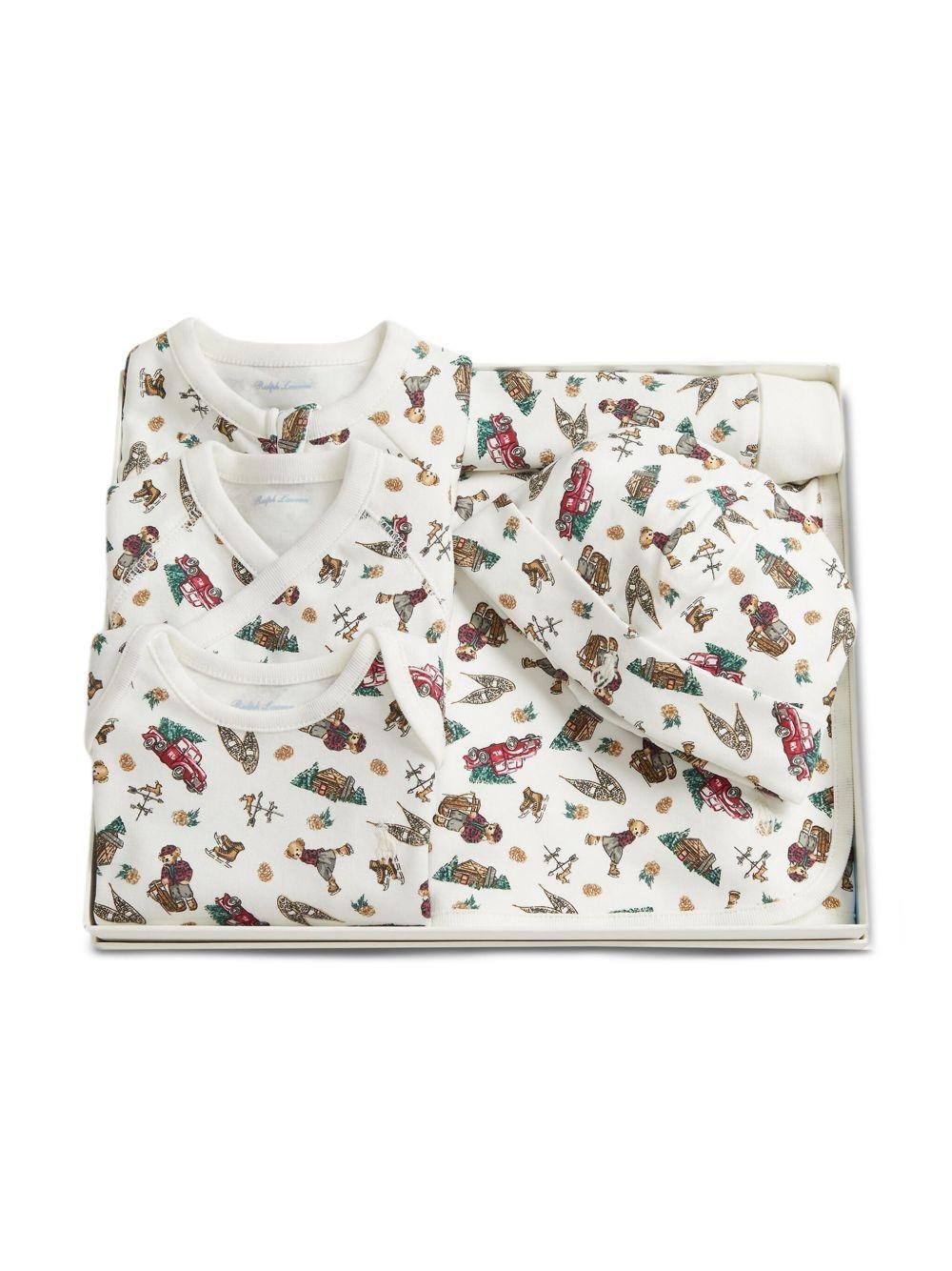 Set da sei pezzi per neonato Polo Ralph Lauren Kids bianco con stampa Polo Bear - Rubino Kids