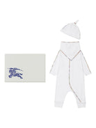 Set di 3 con tutina, bavaglino e berretto Burberry Kids bianco a quadri - Rubino Kids