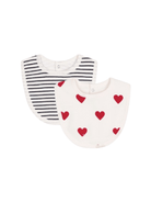 Set di due bavaglini per neonati Petit Bateau multicolore con motivo a cuori - Rubino Kids