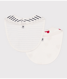 Set di due bavaglini per neonati Petit Bateau multicolore con motivo a cuori - Rubino Kids