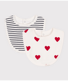 Set di due bavaglini per neonati Petit Bateau multicolore con motivo a cuori - Rubino Kids