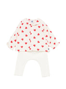 Set di t-shirt e pantaloni per neonata Petit Bateau bianco con stampa a cuori - Rubino Kids