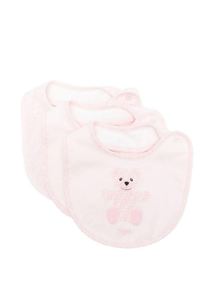 Set of three pink Fendi Kids baby bibs with FF logo