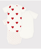 Set di tre body per neonati Petit Bateau bianco con maniche corte - Rubino Kids