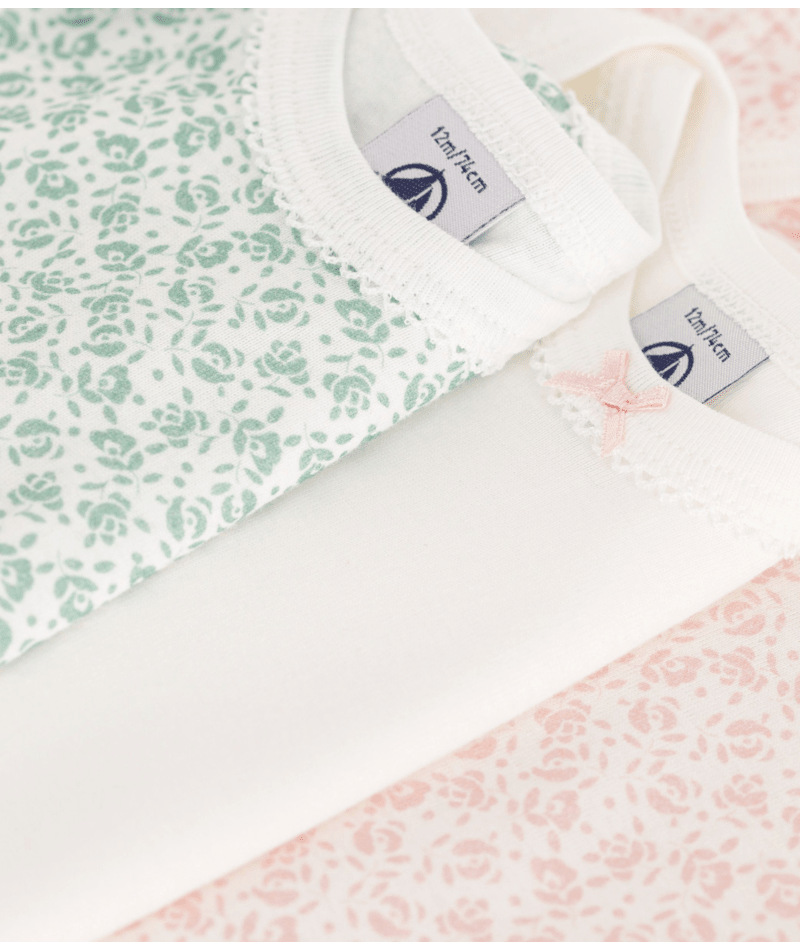 Set di tre body per neonati Petit Bateau multicolore con maniche corte - Rubino Kids