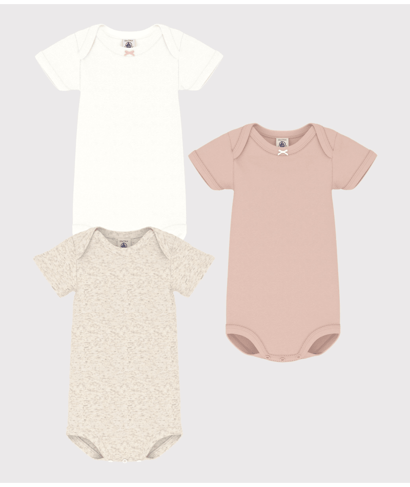 Set di tre body per neonati Petit Bateau multicolore con maniche corte - Rubino Kids