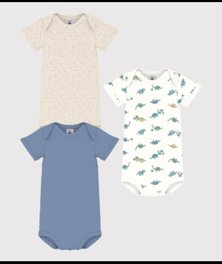 Set di tre body per neonati Petit Bateau multicolore con maniche corte - Rubino Kids