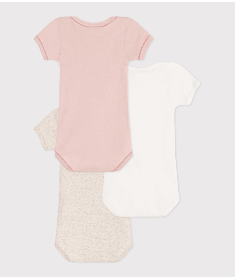 Set di tre body per neonati Petit Bateau multicolore con maniche corte - Rubino Kids