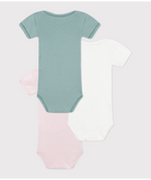 Set di tre body per neonati Petit Bateau multicolore con maniche corte - Rubino Kids