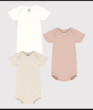 Set di tre body per neonati Petit Bateau multicolore con maniche corte - Rubino Kids