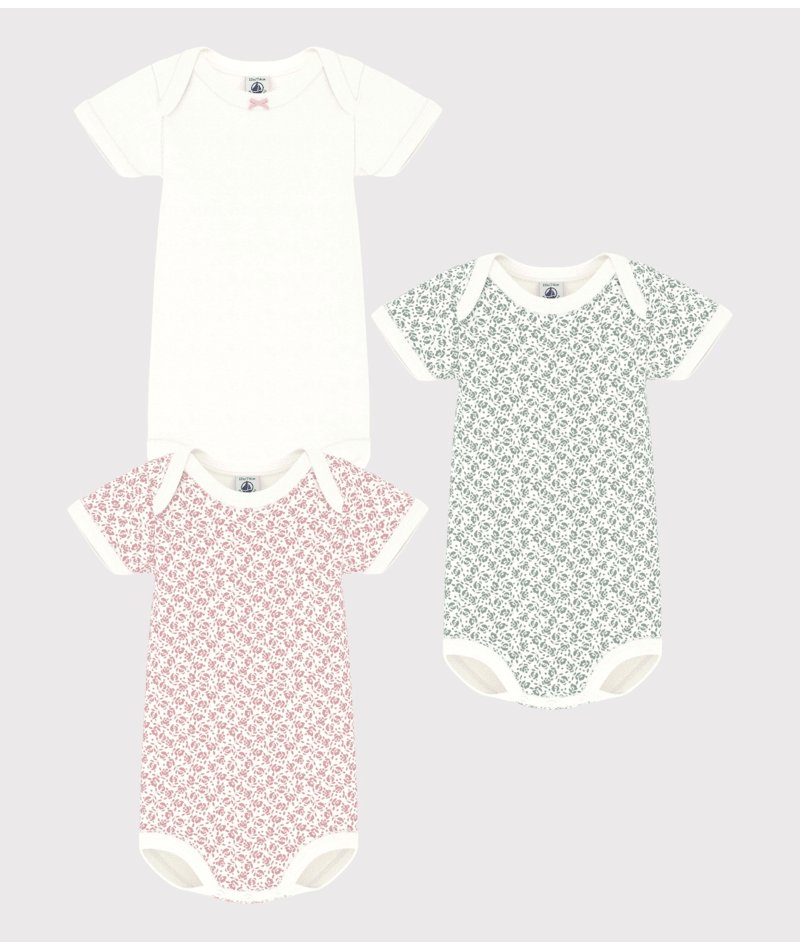 Set di tre body per neonati Petit Bateau multicolore con maniche corte - Rubino Kids