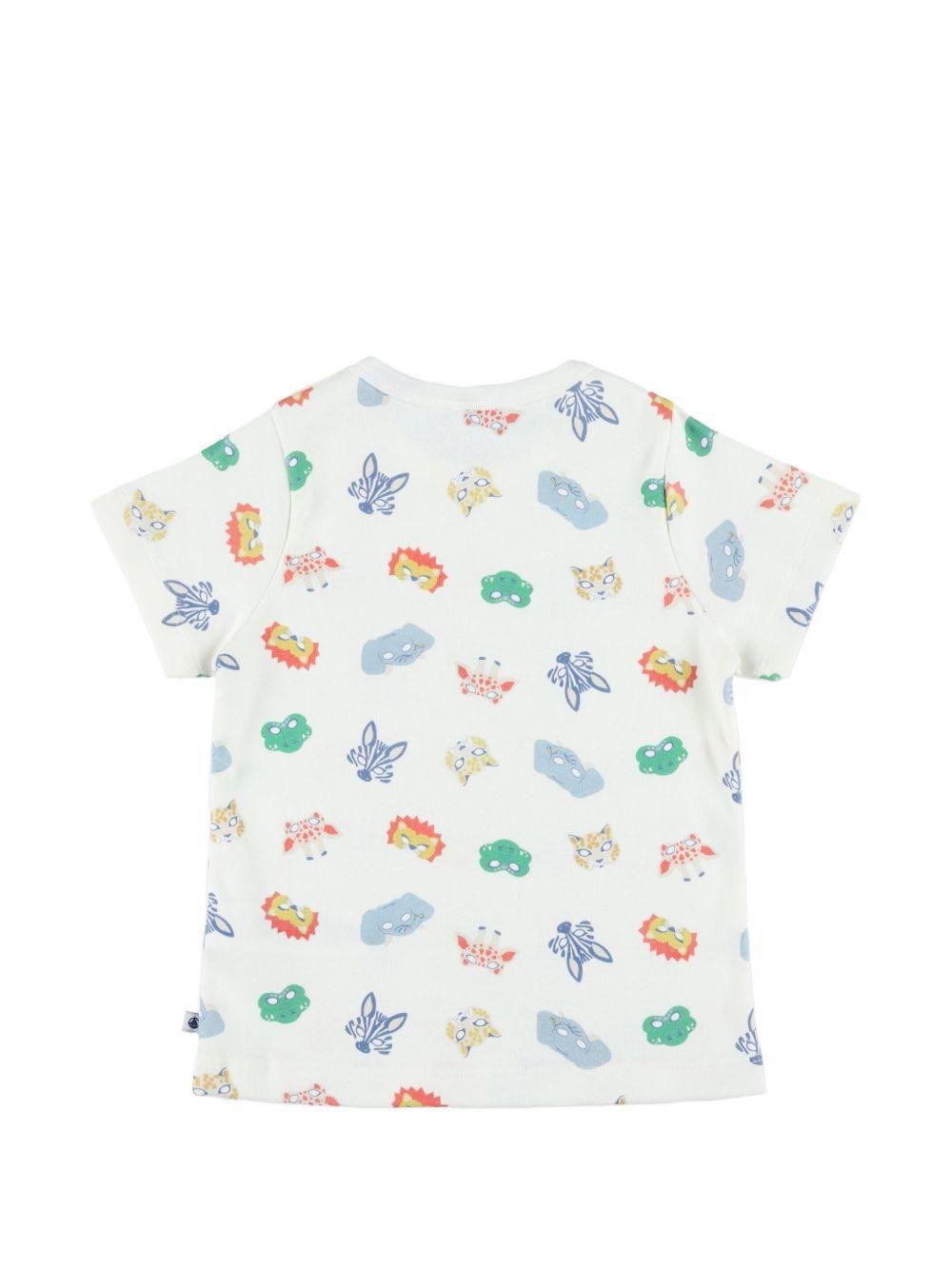 Set di tre pezzi pigiama per bambino Petit Bateau bianco con stampa animali - Rubino Kids