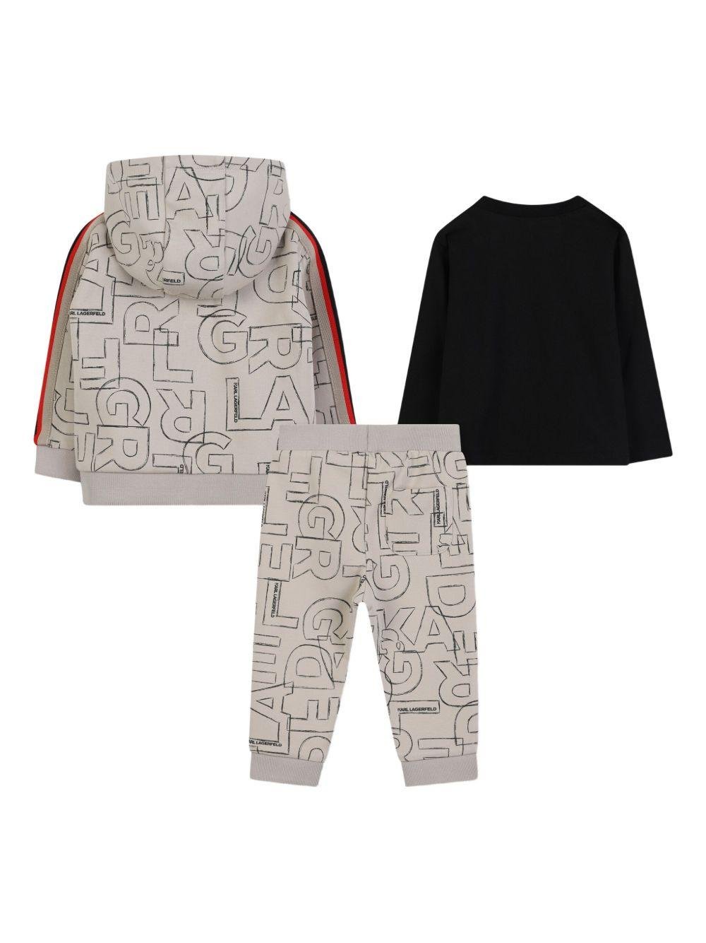 Set di tre pezzi tuta sportiva per neonato Karl Lagerfeld Kids multicolore con stampa grafica - Rubino Kids