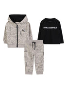 Set di tre pezzi tuta sportiva per neonato Karl Lagerfeld Kids multicolore con stampa grafica - Rubino Kids