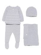 Set di tre tutina cappello e coperta per neonato Paz Rodrìguez grigio con dettagli a righe - Rubino Kids