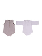 Set due pezzi per neonati Fendi Kids beige con ricamo orsetto sul davanti con logo FF - Rubino Kids