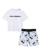Set due pezzi per neonato Karl Lagerfiel Kids bianco con stampa logo sul davanti - Rubino Kids