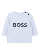 Set due pezzi salopette e t-shirt per neonato BOSS Kids blu con tasca applicata con logo - Rubino Kids