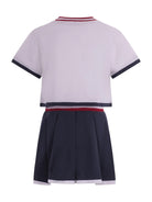 Set due pezzi t-shirt gonna plissettata per bambina Monnalisa blu con stampa grafica sul davanti - Rubino Kids