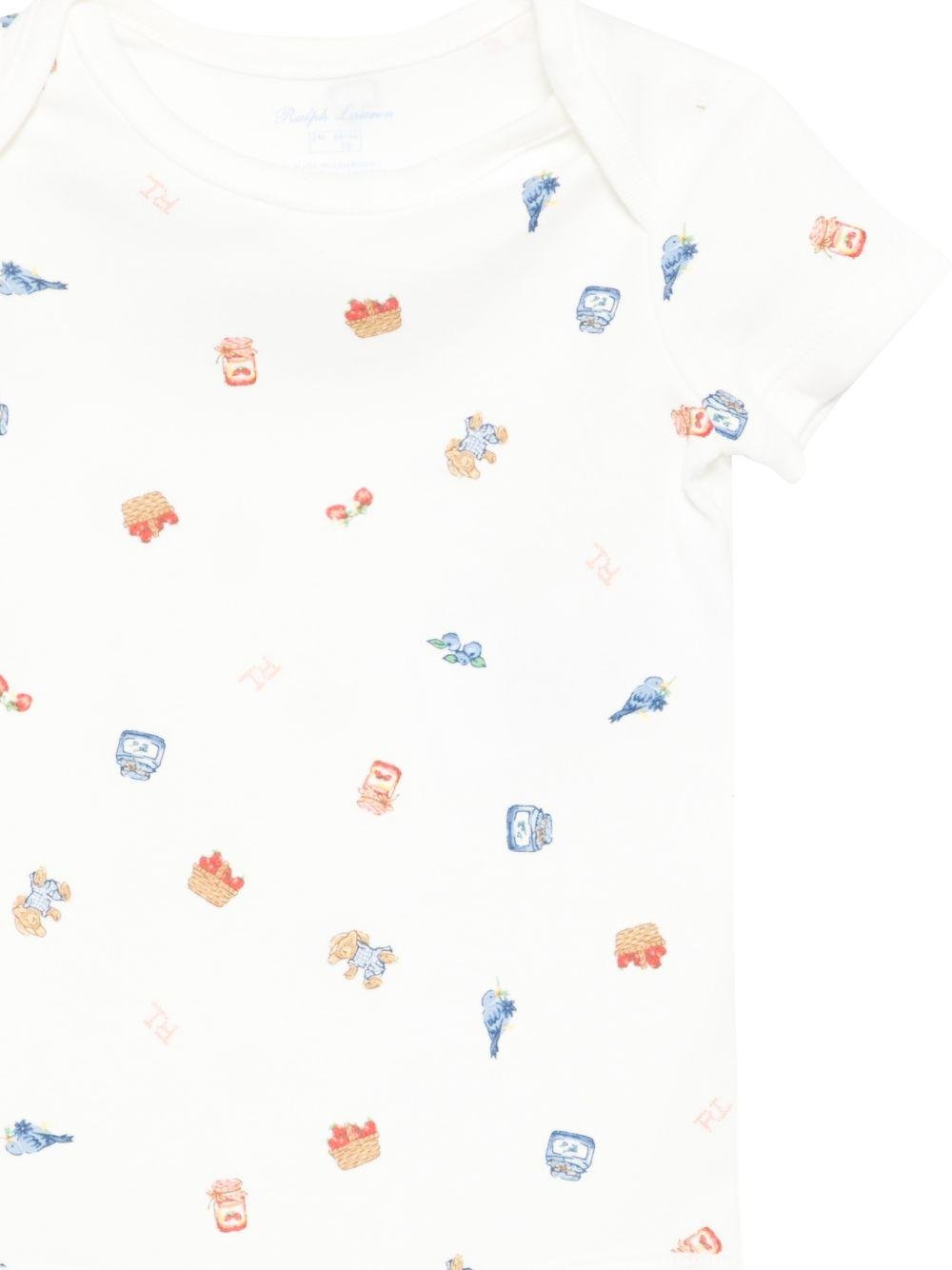 Set due tutine per neonato Polo Ralph Lauren Kids bianche con stampa orsetto - Rubino Kids