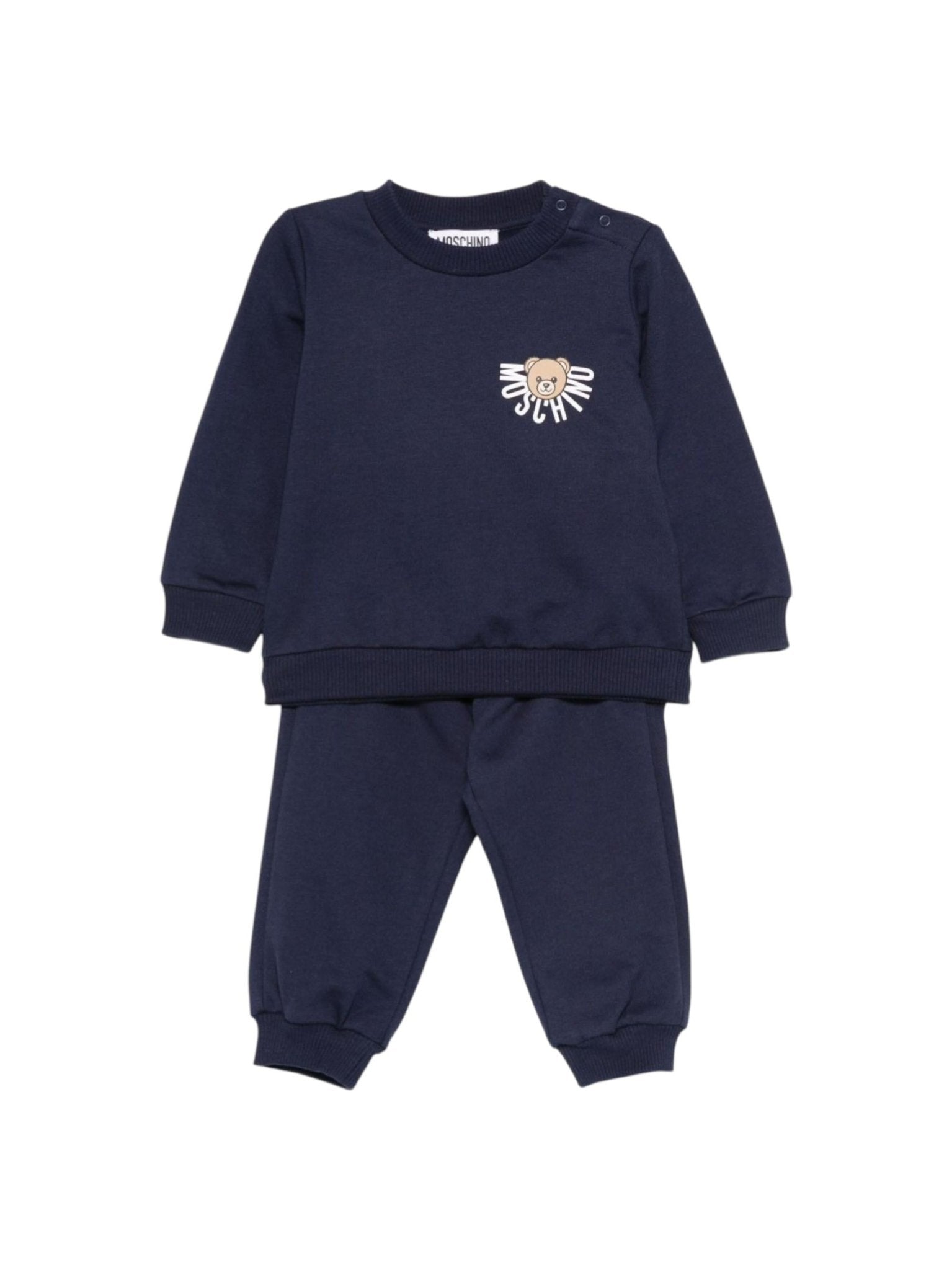 Set felpa e pantaloni per neonati Moschino Kids blu con motivo Teddy Bear - Rubino Kids