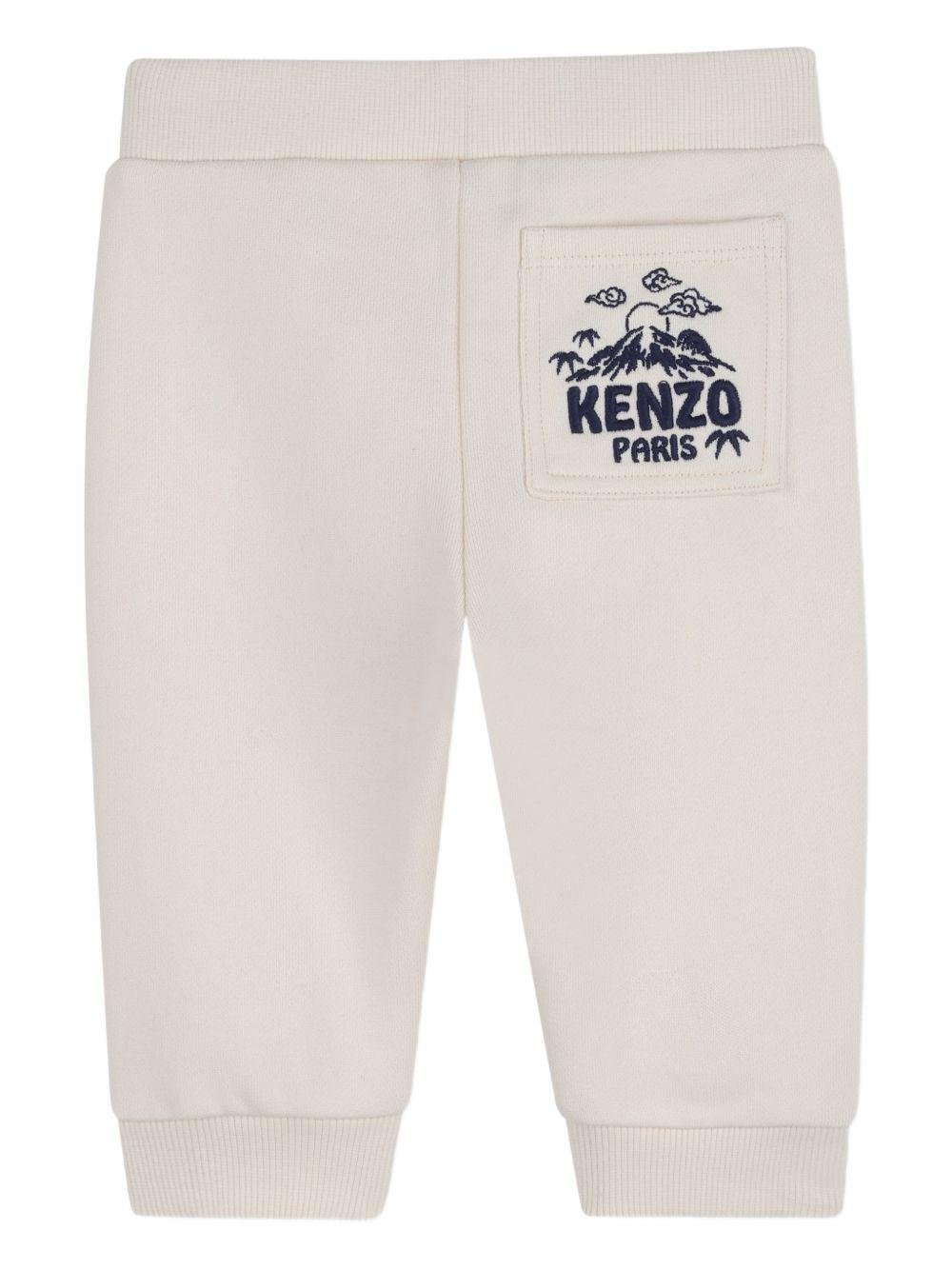 Set felpa e pantaloni per neonato Kenzo Kids blu e bianco con logo - Rubino Kids