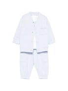 Set giacca, t-shirt e pantaloni per neonato Givenchy Kids azzurro con logo ricamato - Rubino Kids