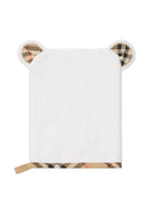Set guanto e asciugamano per neonati Burberry Kids bianco con motivo vintage check - Rubino Kids