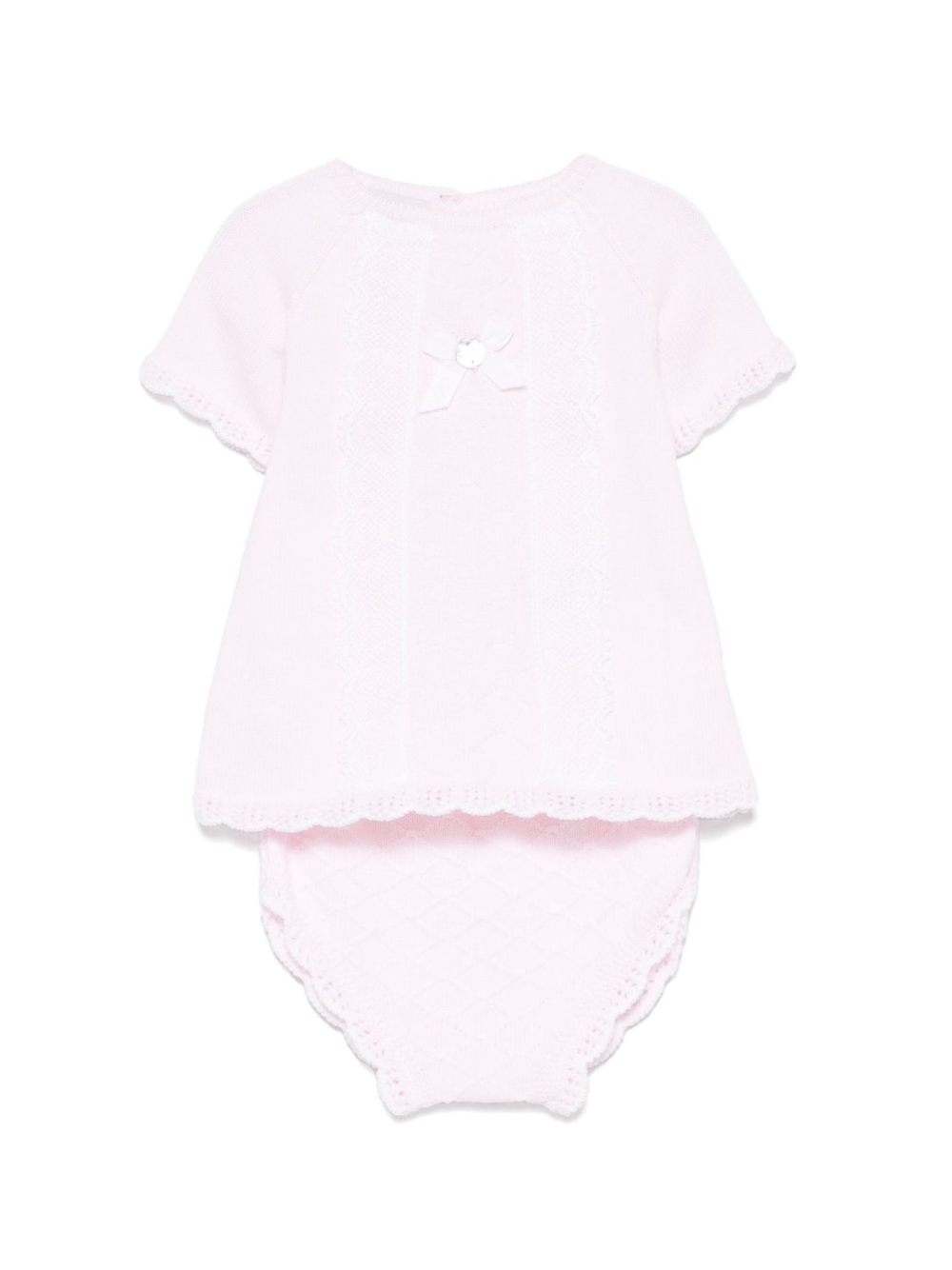 Set in maglia con shorts per neonata Paz Rodriguez rosa con dettagli in pizzo - Rubino Kids