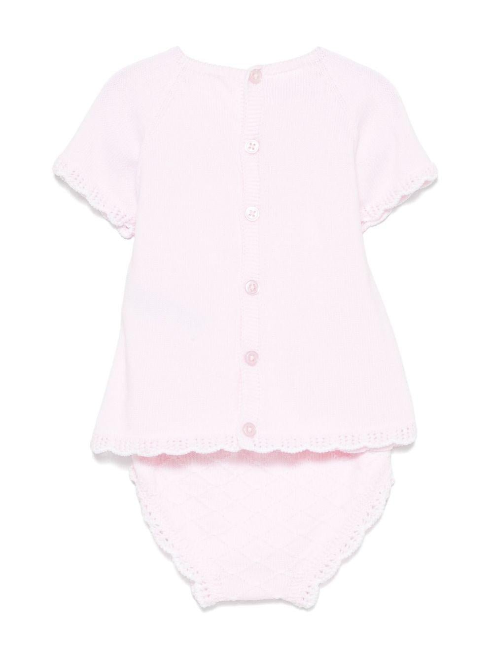 Set in maglia con shorts per neonata Paz Rodriguez rosa con dettagli in pizzo - Rubino Kids