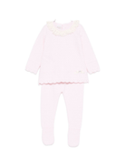 Set maglia e pantaloni per neonata Paz Rodríguez rosa con maglia in pizzo - Rubino Kids