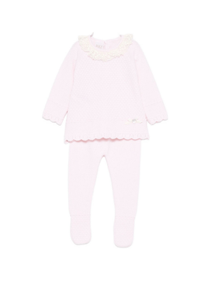 Set maglia e pantaloni per neonata Paz Rodríguez rosa con maglia in pizzo