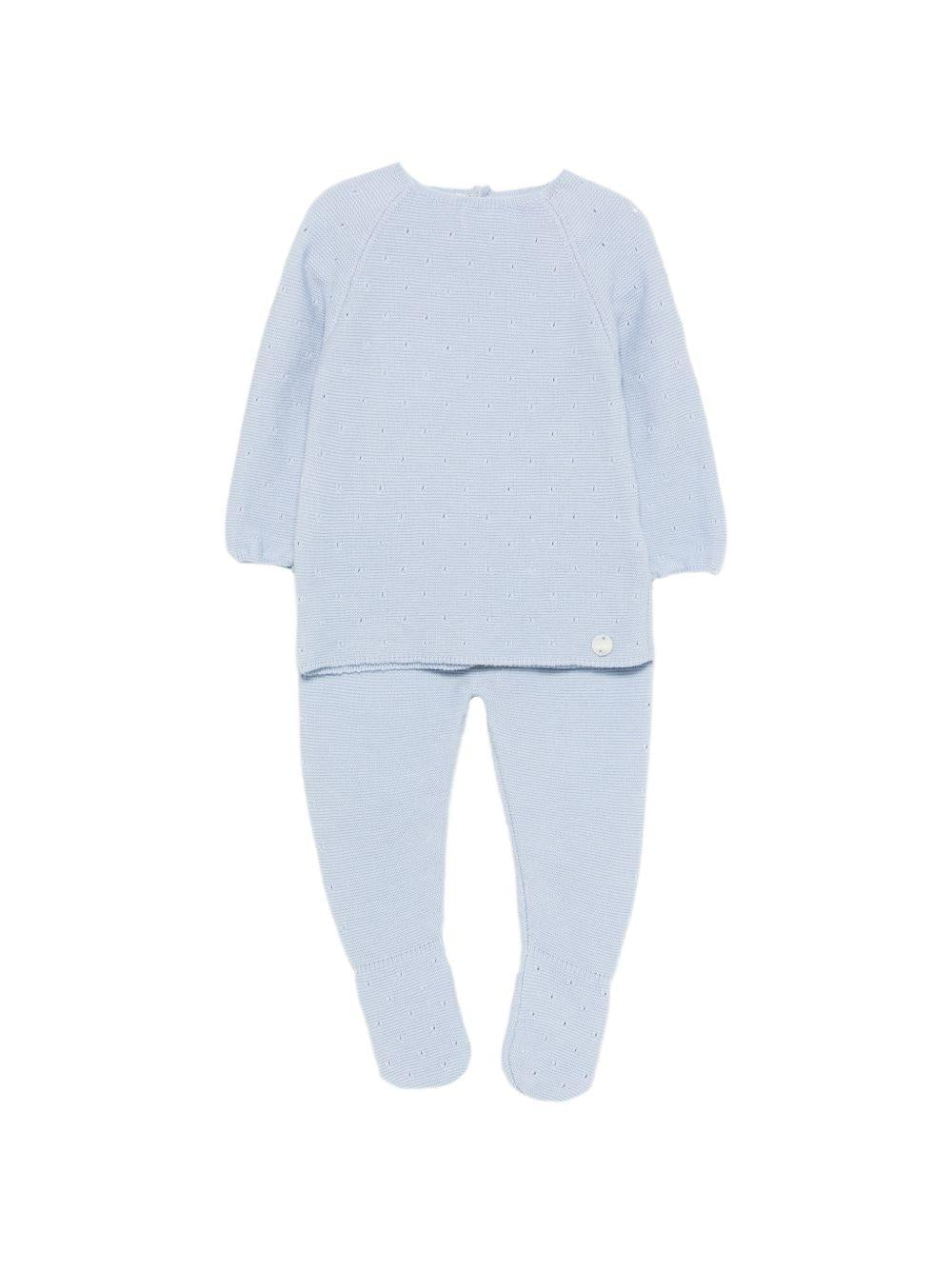 Set maglioncino e pantaloni per neonati Paz Rodriguez blu con lavorazione in pointelle - Rubino Kids